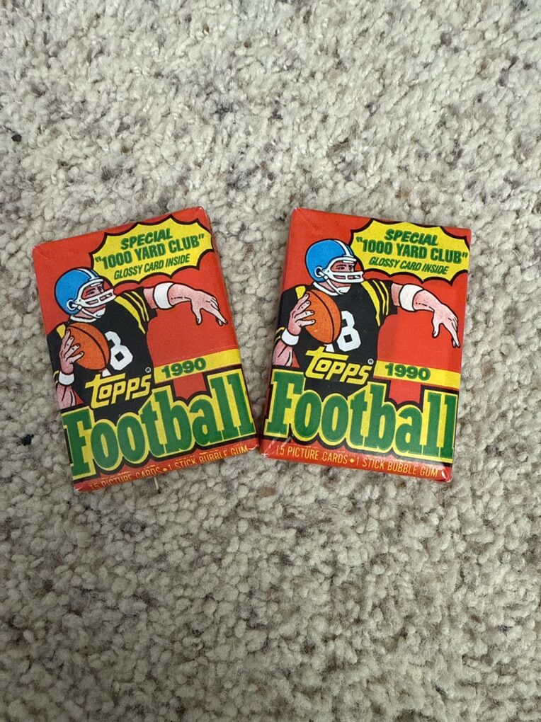 2 Topps 1990 Unopened Football Packs