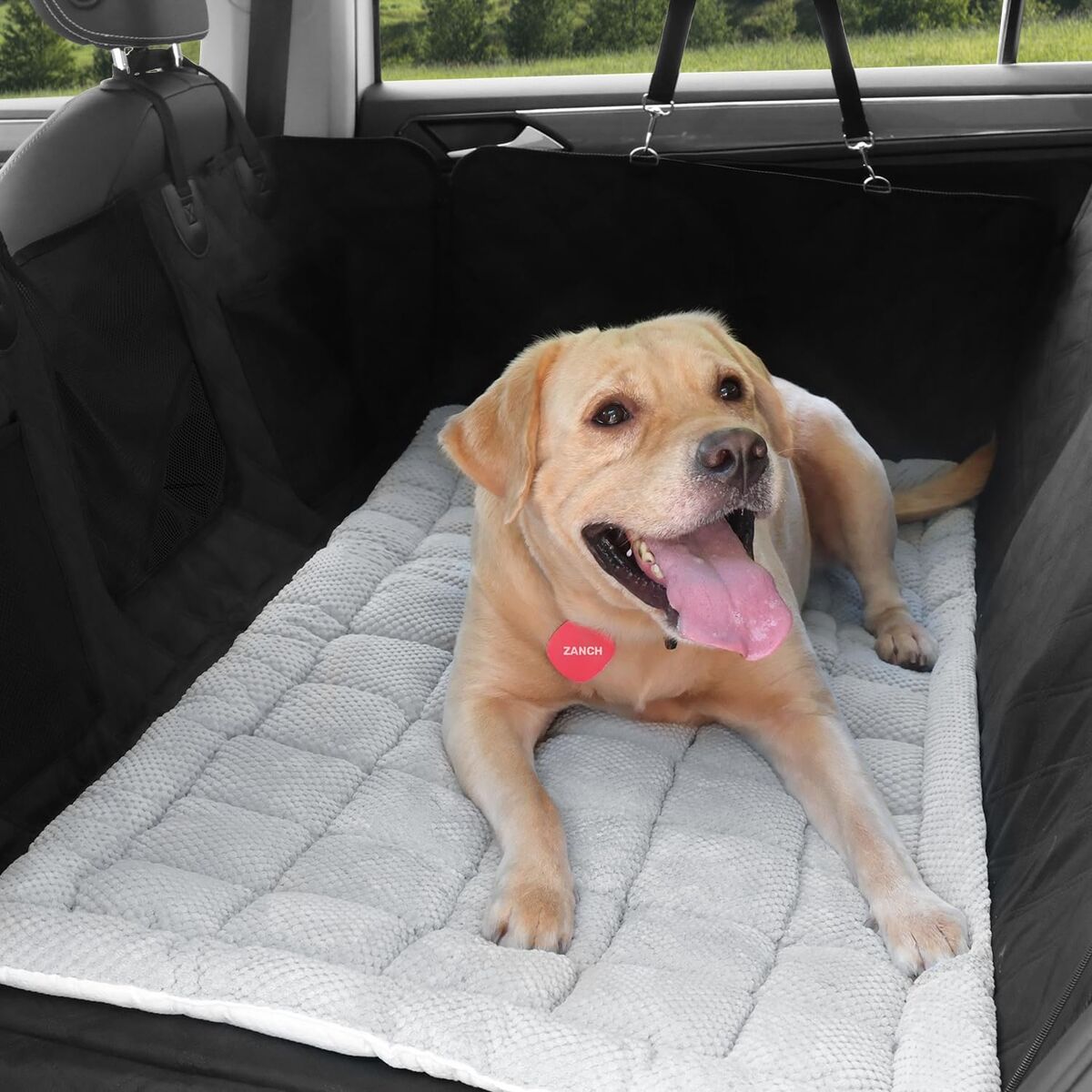 NEW Zanch Supportive Dog Bed for Car Backseat, Soft Non-Slip Cushioned, Travel- for SUVs & Trucks, Grey, 52.36" × 24.8"