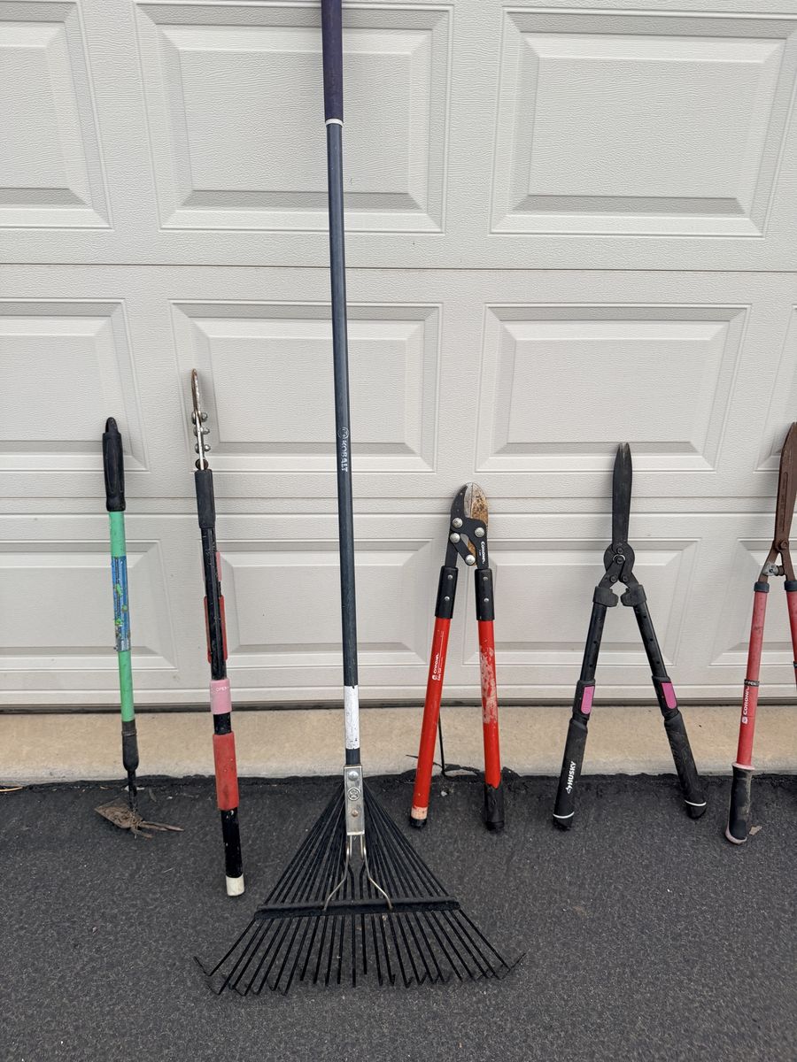 Assorted Yard and Garden Tools - Kobalt Rake, Pruners