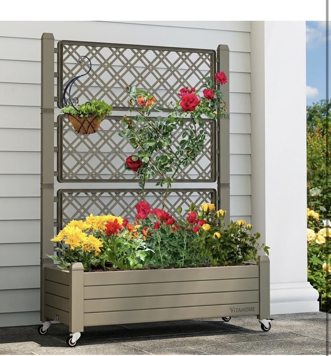 YITAHOME 3.6x1.5x5 FT Planter Box Trellis with Wheels