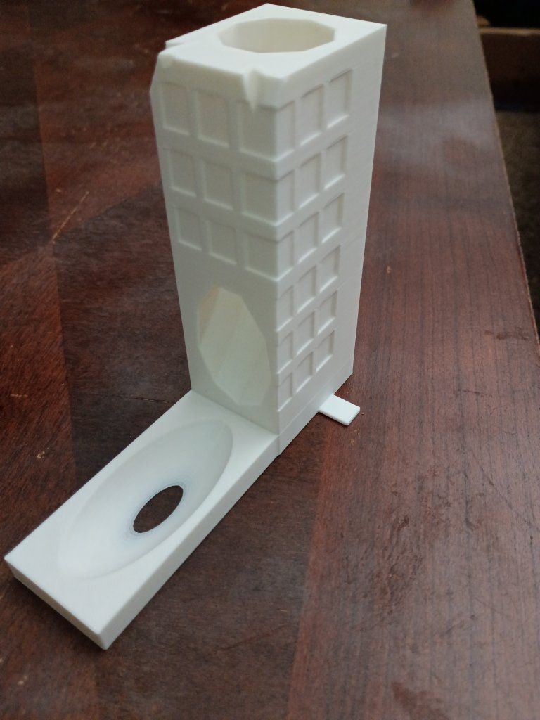 3D Printed Dice Tower - Building Design, White, Tabletop Gaming Accessory