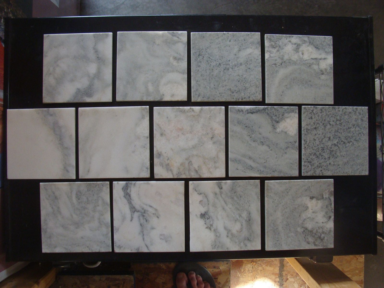 6" x 6" and 6" x 12" Marble Tiles;  3/8" Thick