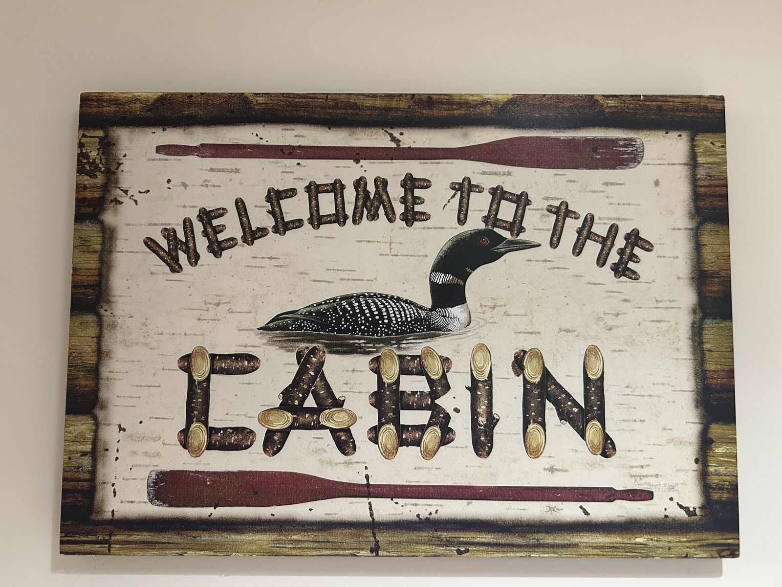 Welcome to the Cabin” Rustic Lodge Wall Art – 20” x 14”