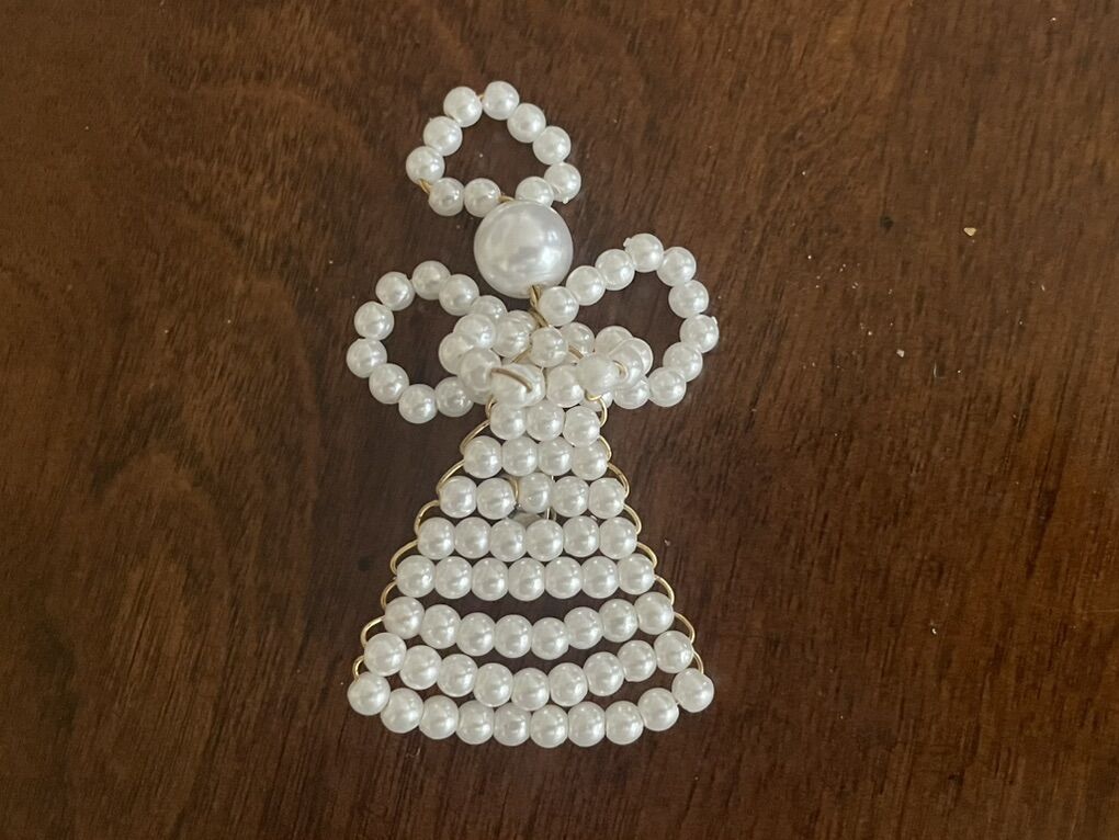 Angel Pin Or Brooch Made W/ Faux Pearls