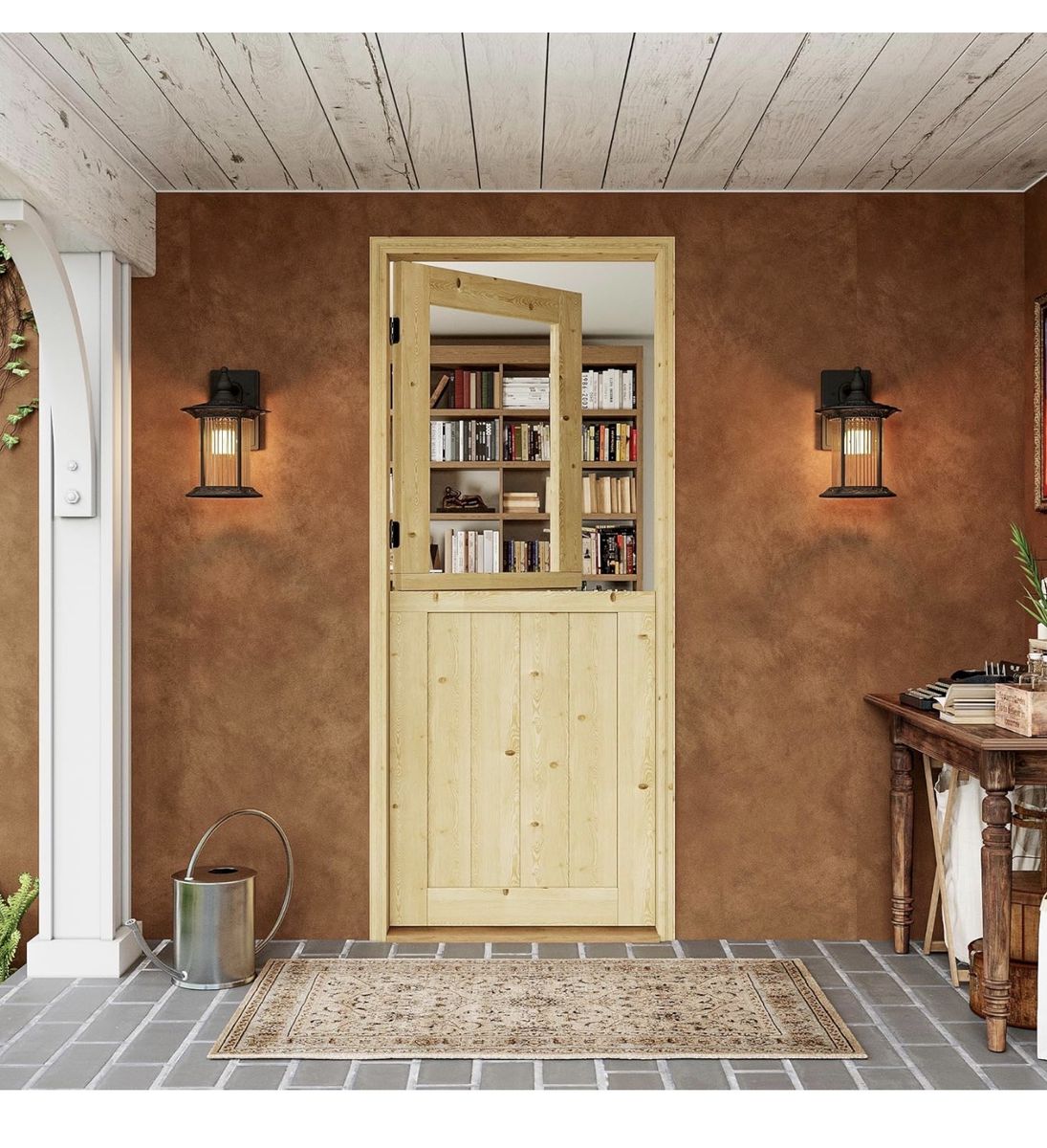 Interior & Exterior Dutch Door Slab, 32" x 80", Universal Tempered Clear Glass Split Single Doors