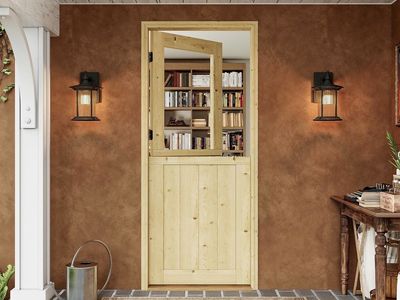 Interior & Exterior Dutch Door Slab, 32" x 80", Universal Tempered Clear Glass Split Single Doors