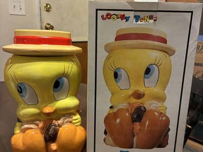 Vintage 1993 Looney Tunes Tweety Bird Ceramic Cookie Jar with Original Box - Warner Bros