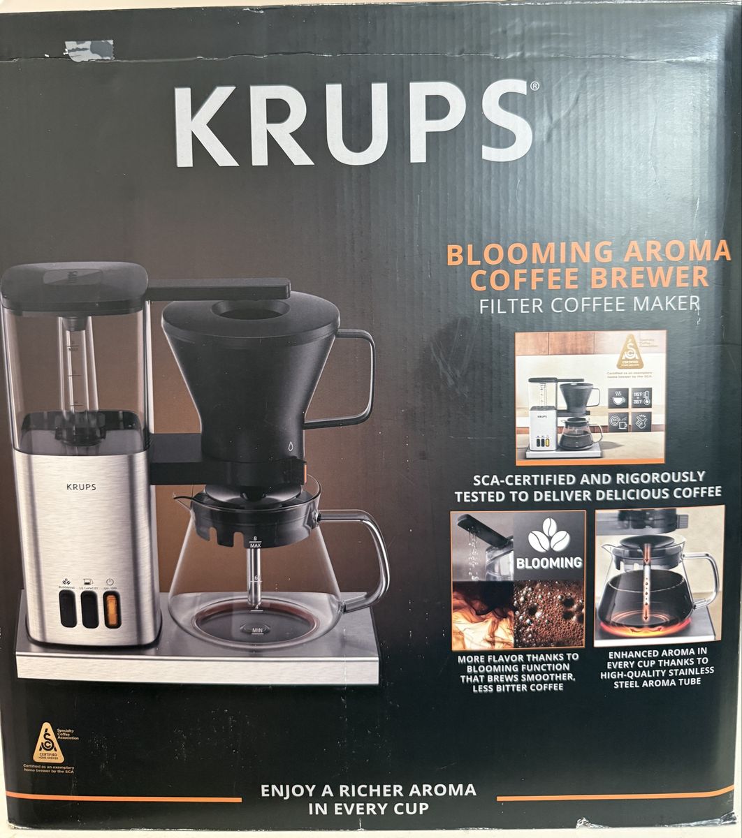 KRUPS Blooming Aroma Filter Coffee Maker SCA Certified Stainless Steel Brewer