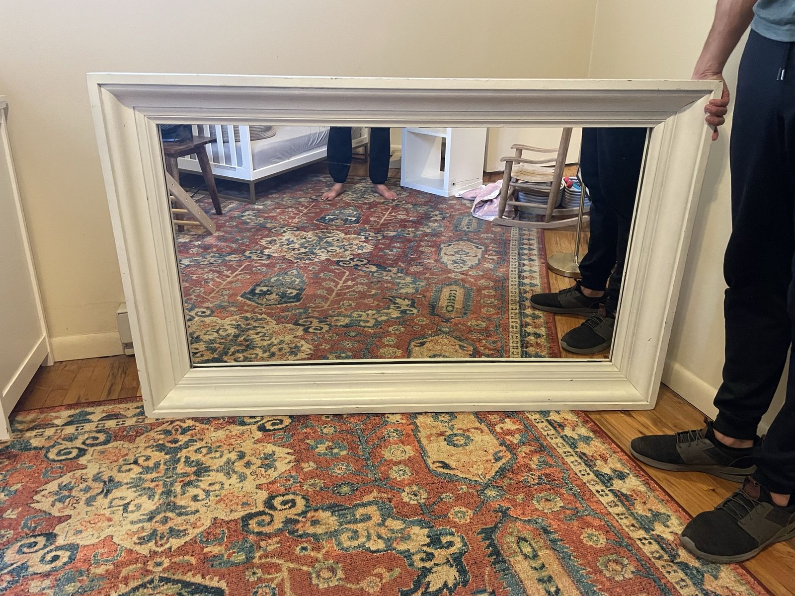 Large wood framed mirror