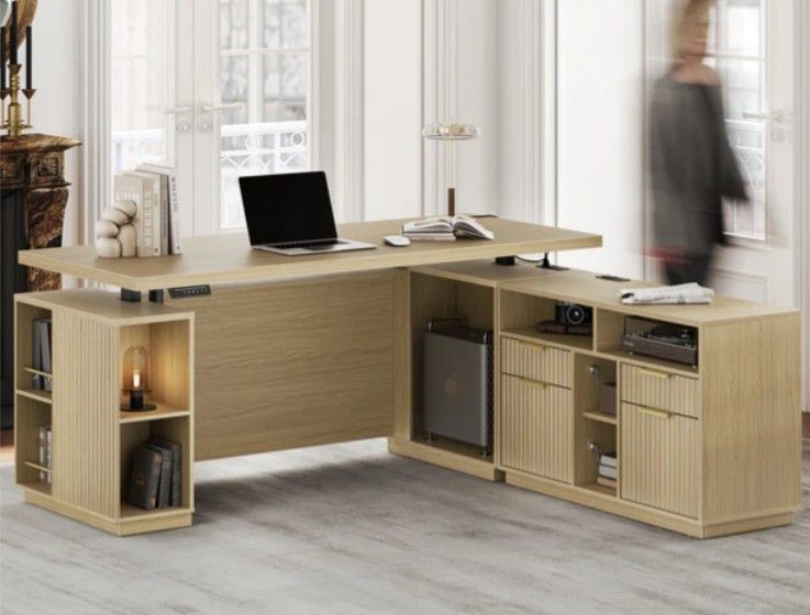BRAND NEW 70" ELECTRIC STANDING DESK WITH STORAGE – ASSEMBLED & READY TO GO