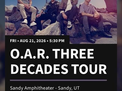 2 O.A.R. Three Decades Tour Tickets - Sandy Amphitheater - Aug 21