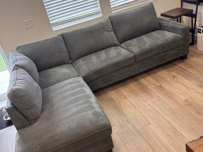 Gray Sectional Couch Sofa with Left Hand Facing Chaise - Good Condition