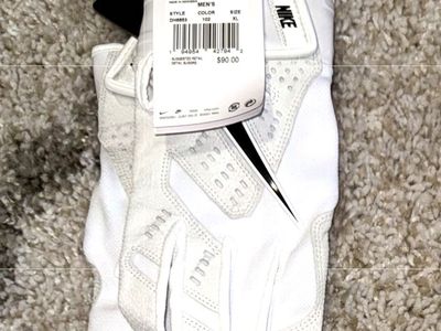 Nike Men's XL White DH6653 Style Gloves - Baseball/Softball Batting