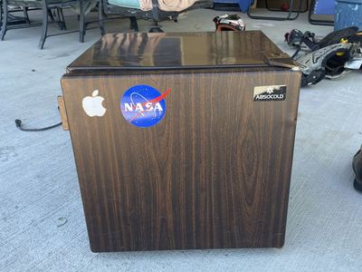 Absocold Mini Fridge Dark Wood Grain Compact Refrigerator