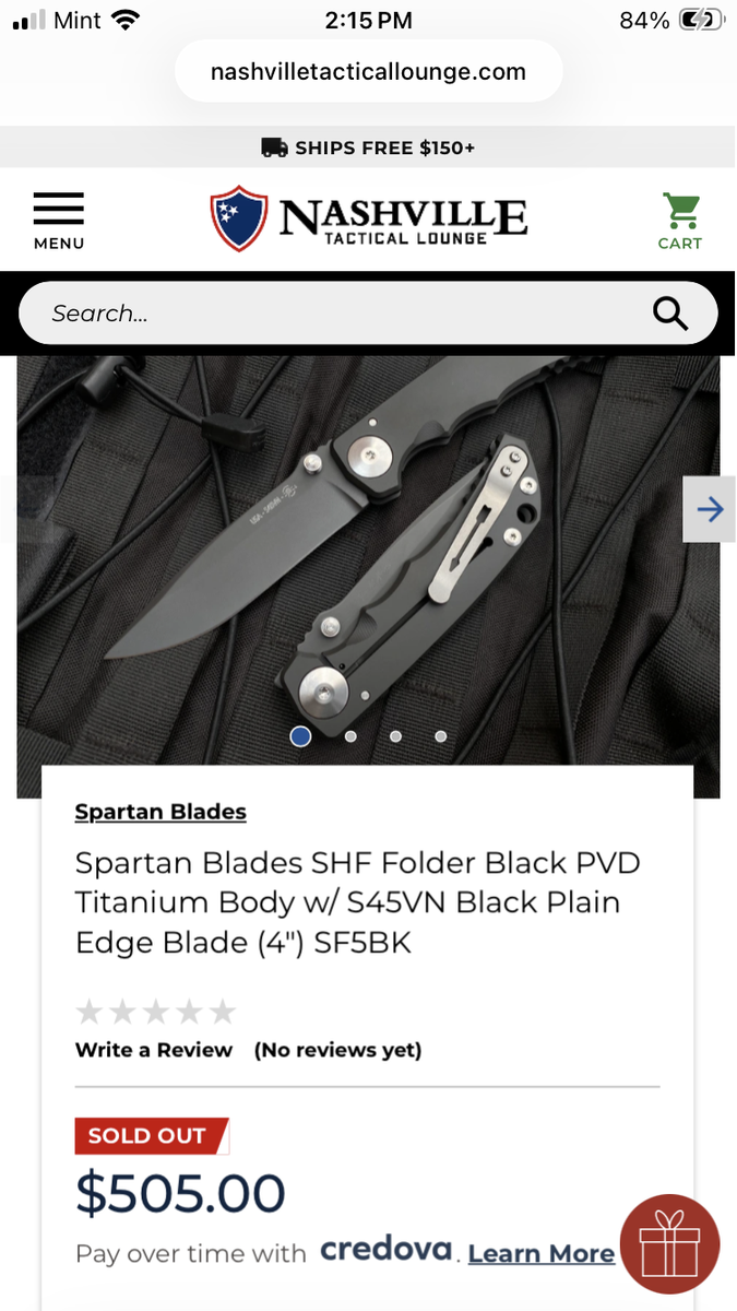 Spartan SHF Blackout folder for sale or trade.