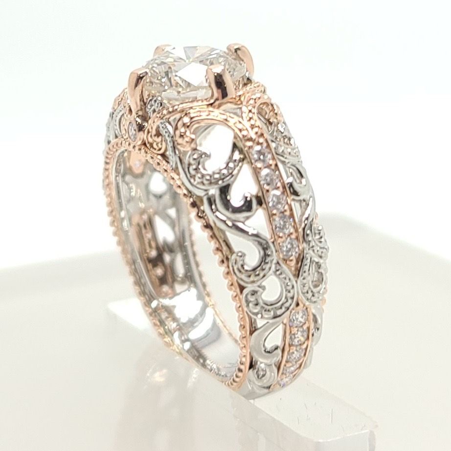 1.22 CT Natural Diamond Engagement Ring – 14K Rose Gold & Platinum – Size 4.5