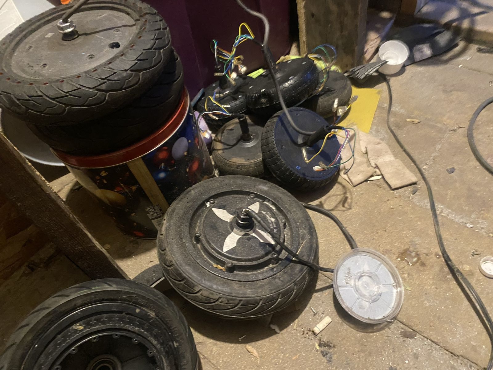 Electric Scooter Wheels and Motors - Various Sizes & Conditions 20 for all 4 flat free tires. 10$ a piece for motors