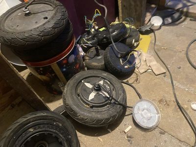 Electric Scooter Wheels and Motors - Various Sizes & Conditions 20 for all 4 flat free tires. 10$ a piece for motors