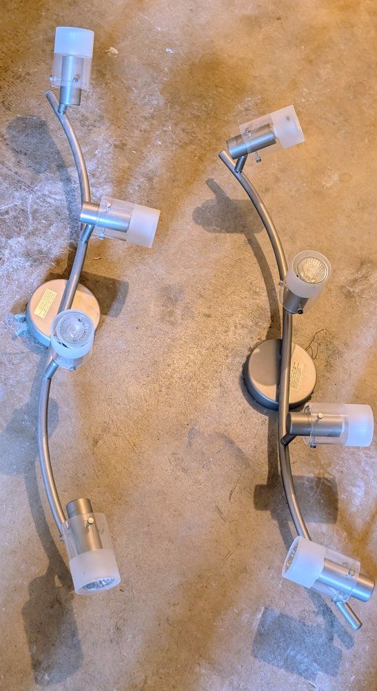 2 Curved Brushed Nickel 4-Light Track Lighting Fixtures, Wall/Ceiling Mount