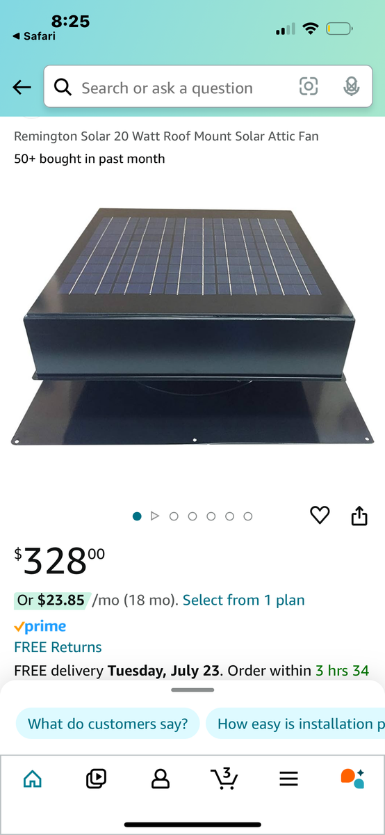 Solar attic fan