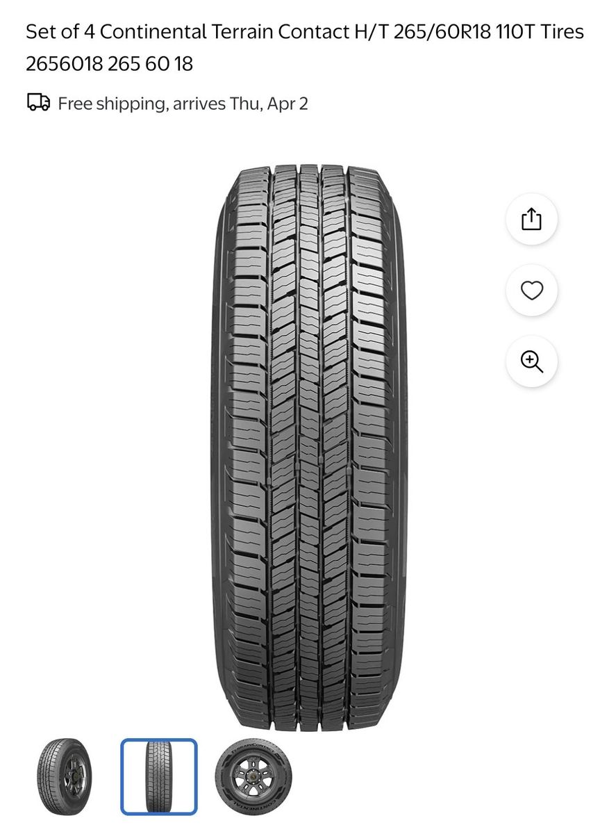 Continental 4 Tires TerrainContact A/T 265/60R18
