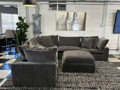 LIKE NEW!! COSTCO SEREEN 6-PIECE FABRIC MODULAR SECTIONAL, CLOUD COUCH, DARK GRAY!!