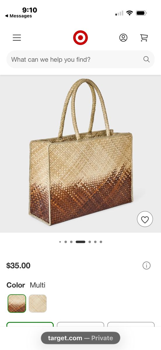 Target Multicolor Woven Straw Beach Tote Bag with Braided Handles