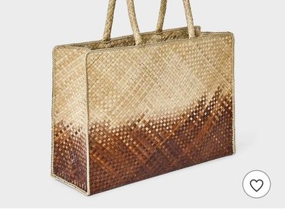 Target Multicolor Woven Straw Beach Tote Bag with Braided Handles
