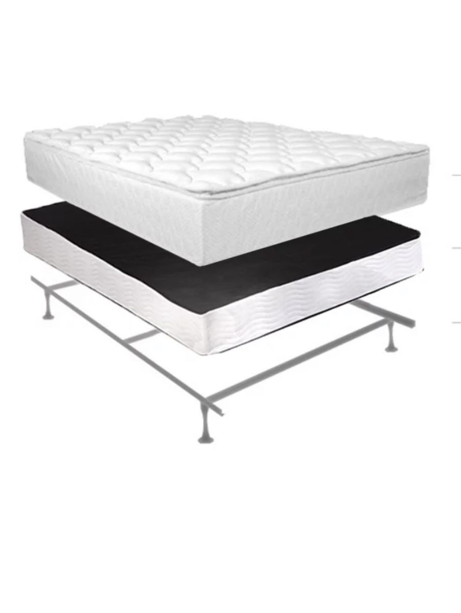 White Mattress, Box Spring & Bed Frame Set - Used Condition