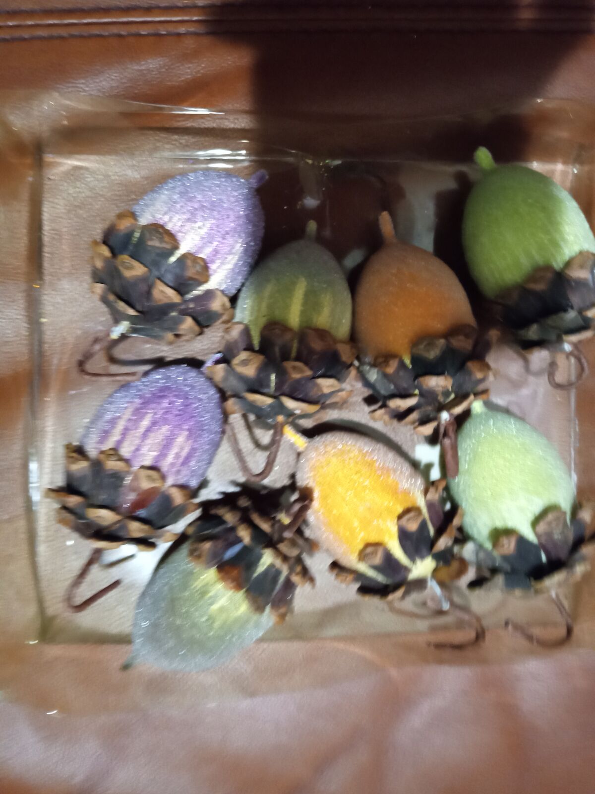 sparkly pinecone acorns set of 8 decorations