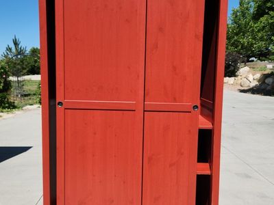 Ikea Hemnes Red Wooden Wardrobe Closet with Sliding Doors