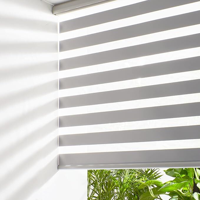 Persilux Cordless Zebra Blinds for Windows Free-Stop Roller Windows Shades (72" W X 72" H, Grey
