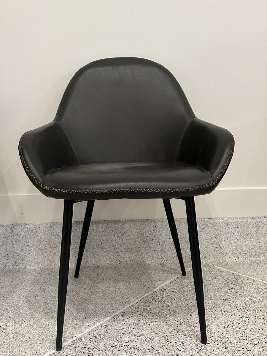 Set of 2 Contemporary/Modern Faux Leather Upholstered Dining Arm Chairs