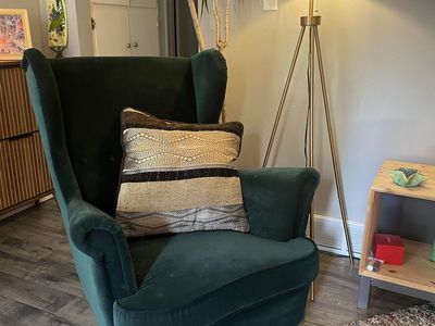 Green reading chair!