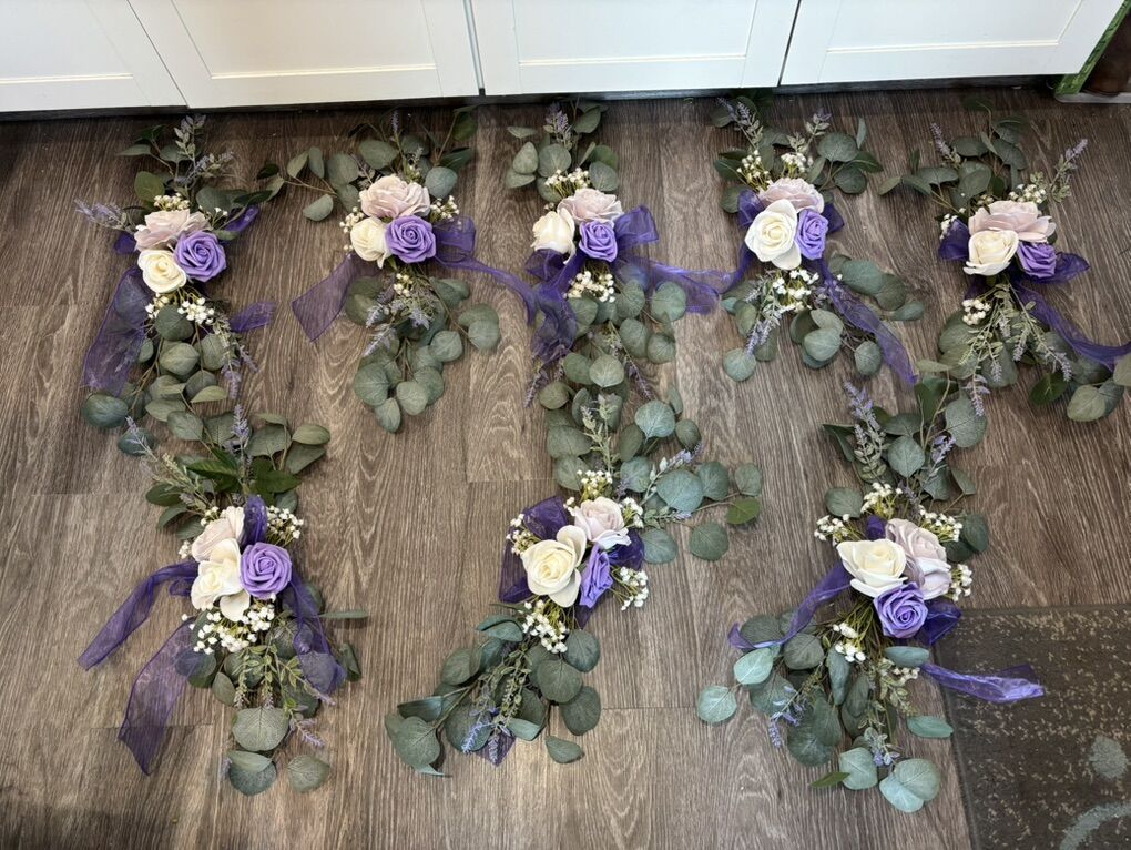 Purple and Lavender Isle Marker/ Chair Flowers
