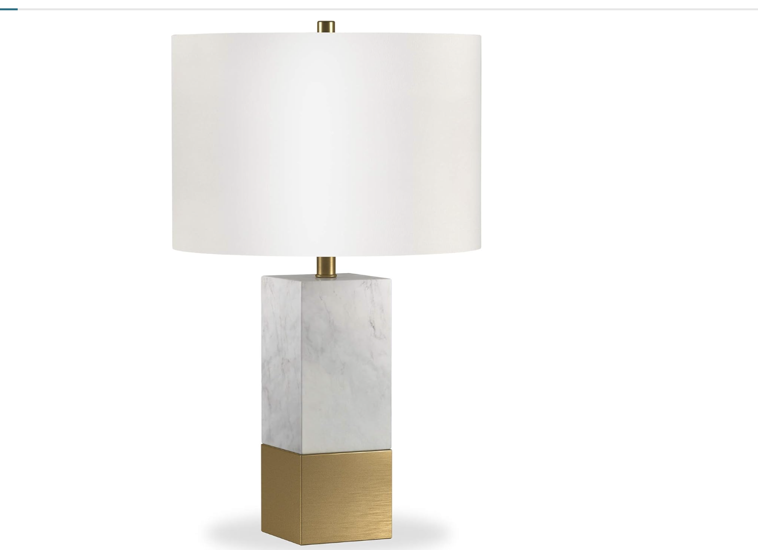 New in Box 21.5" Tall Table Lamp with Fabric Shade in Marble and Brass/White, Lamp, Desk
