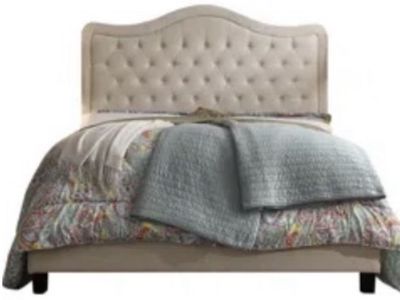 King Size Tufted Upholstered Bed with Mattress and Box Spring - Beige