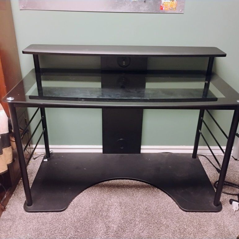 Glass desk with USB ports
