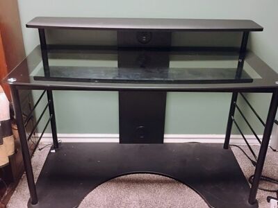Glass desk with USB ports