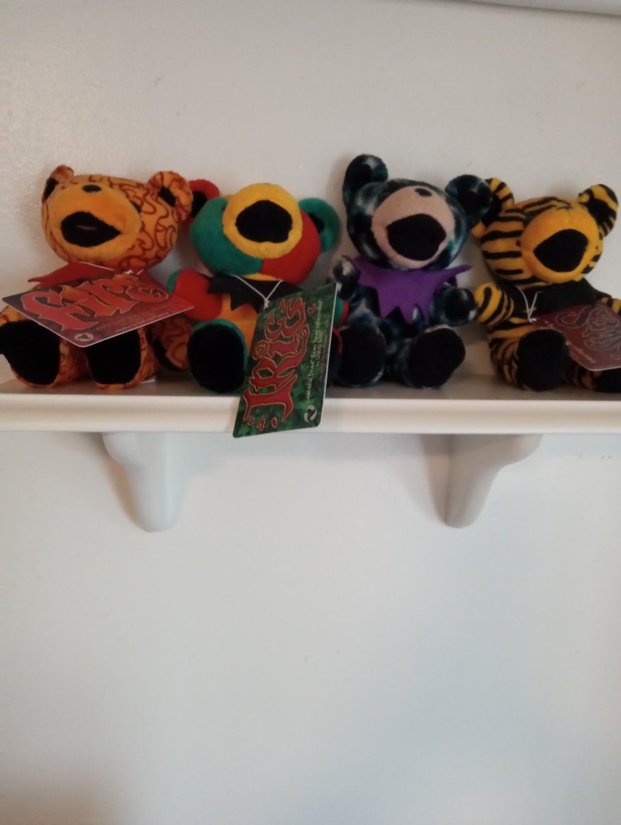 Grateful Dead Liquid Blue Bean Bear Plush Set of 4 with Tags