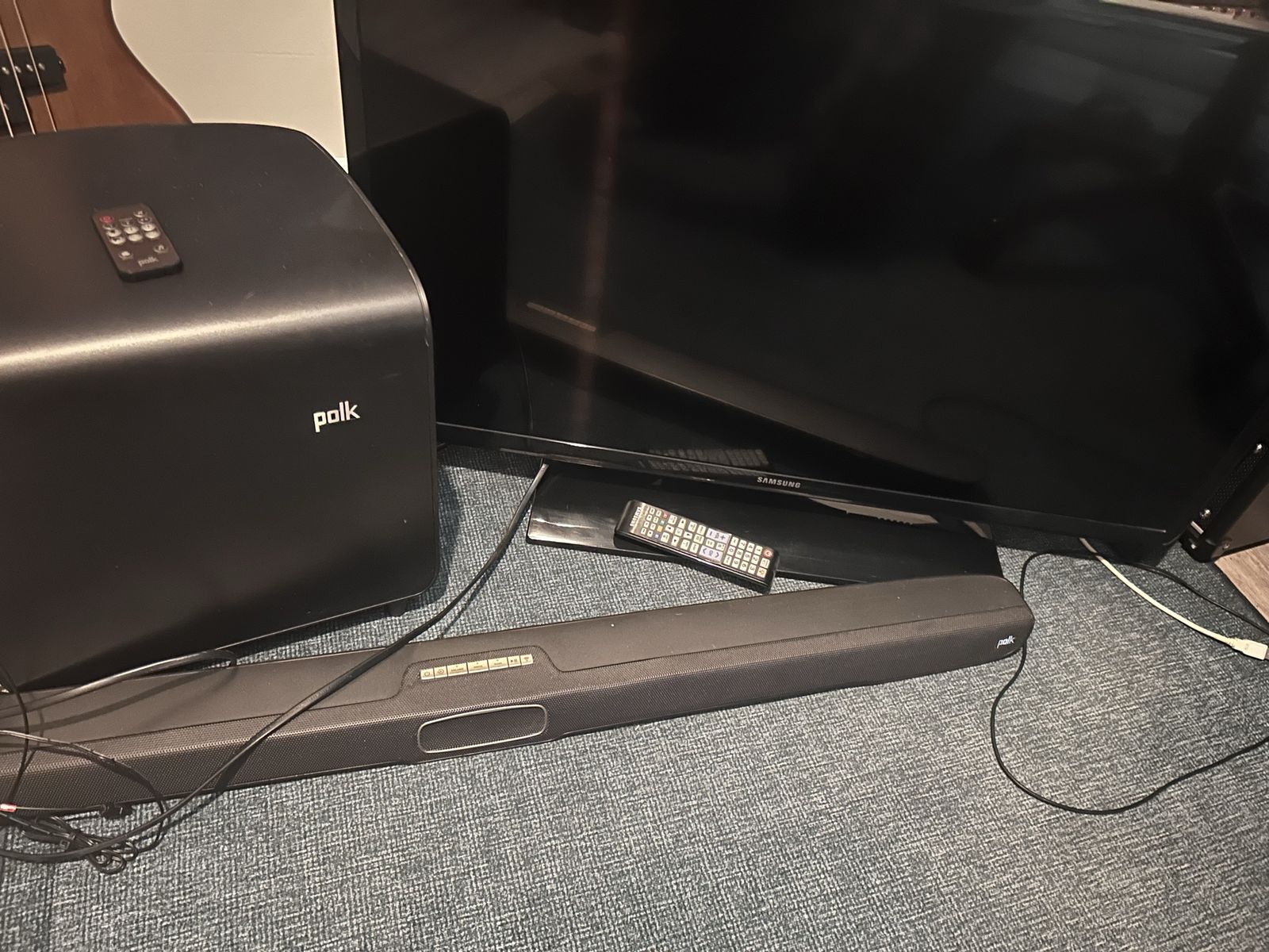 Samsung TV plus soundbar and subwoofer