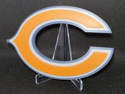 Custom 3D Printed Chicago Bears C Logo | Orange, Blue & White Desktop Decor/Gift