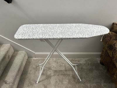 IKEA Ironing Board with White Geometric Pattern Cover - Foldable Design