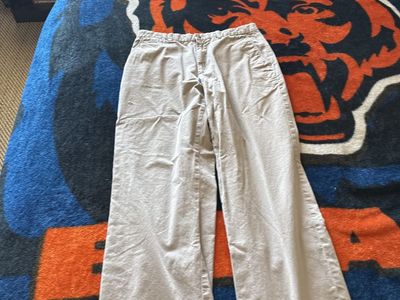 Khaki Casual Pants - Neutral Tone Trousers, Size 31/30, 100% Cotton