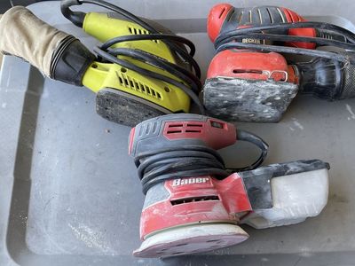 Lot of 3 Used Sanders: Bauer, Black & Decker, and Ryobi Orbital/Palm Sanders $40 for all
