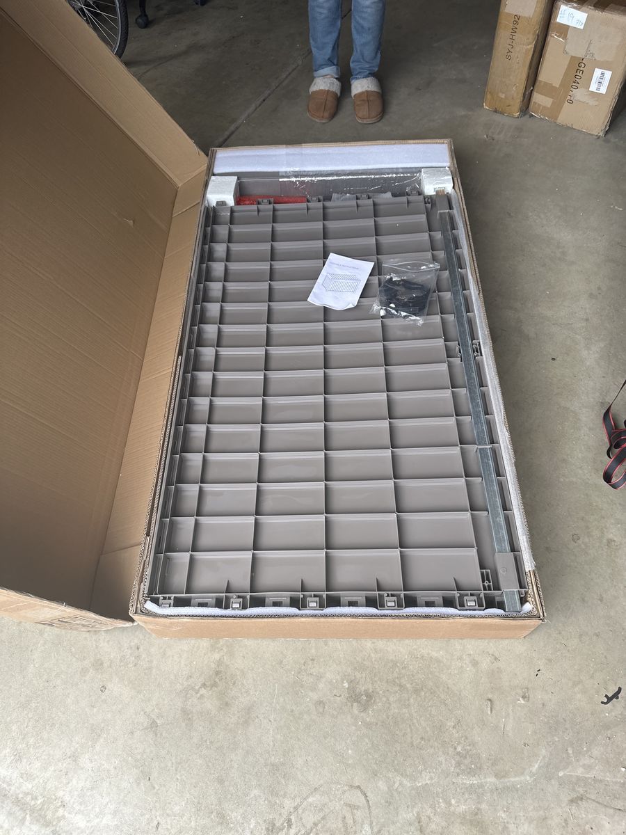 Large grey outdoor/indoor decorative stow away box.