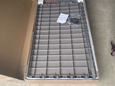 Large grey outdoor/indoor decorative stow away box.
