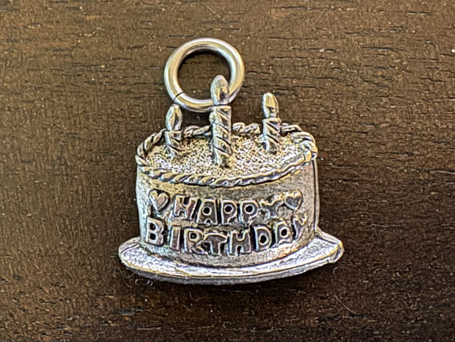 Silver Tone Birthday Cake Charm