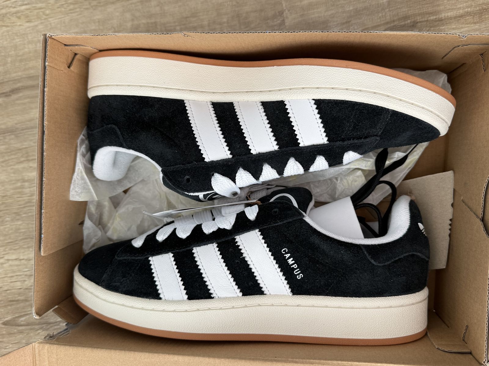 Adidas Campus 00s Black/White Gum Sole Sneakers - Men's US 7.5, Women's US 8.5