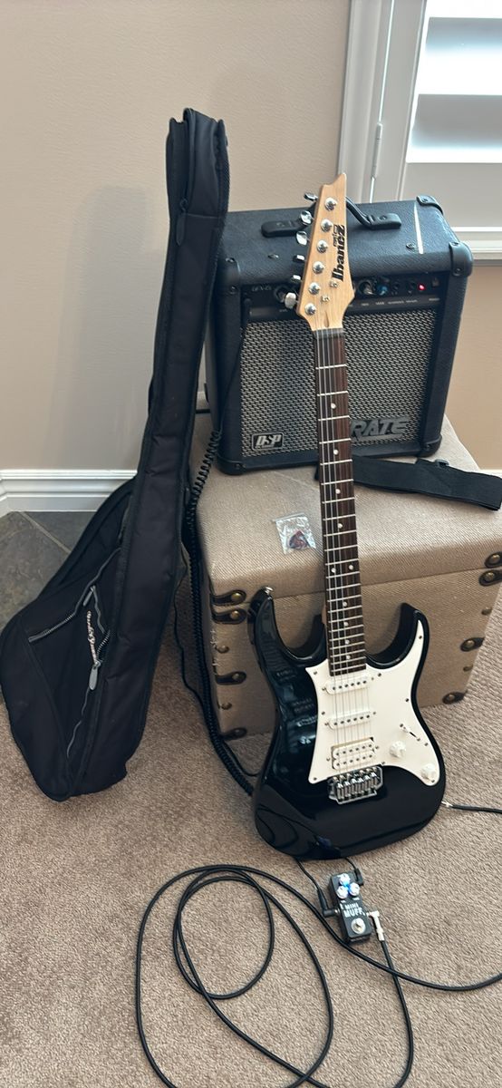 Ibanez Electric Guitar, Crate Amp, Mini Muff Pedal, Gig Bag - Complete Bundle